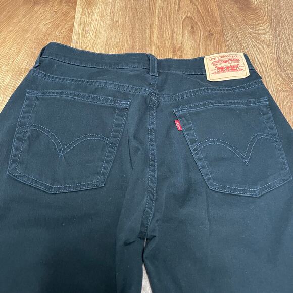 Levis Classic Slim Fit Stretch Dark Black Cropped Mom Jeans Size 8 Misses - Picture 4 of 9